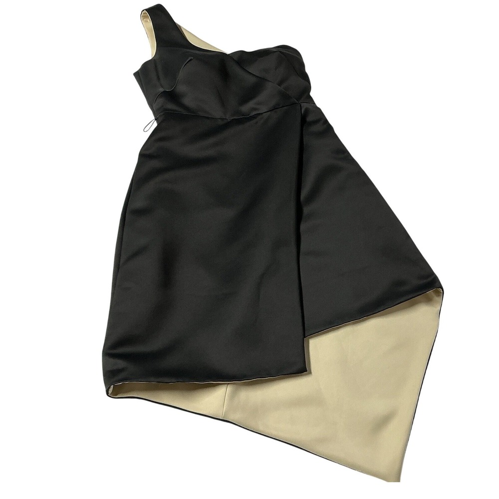 Halston Heritage Womens Side Zip Strapless A Line Dress Black/Ivory Size 2